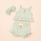 Girls Infants Cotton Dress Set Top with Shorts and Headband Green Printed