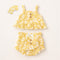 Girls Infants Cotton Dress Set Top with Shorts and Headband Yellow Printed