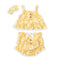 Girls Infants Cotton Dress Set Top with Shorts and Headband Yellow Printed
