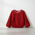 Girls Long Sleeve Fancy Top Maroon Striped Pearl Design