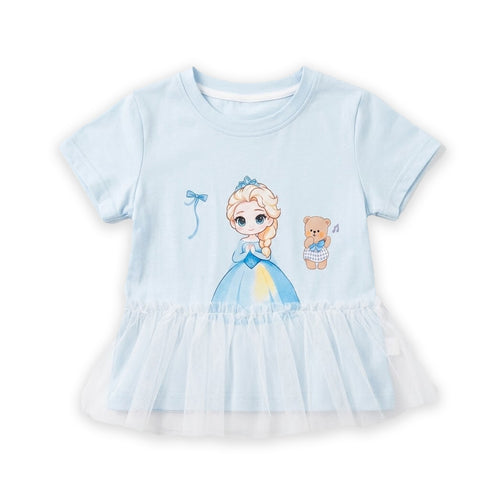 Girls Party Wear Frock Style Top Light Blue Frozen