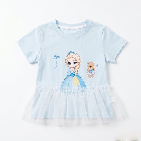 Girls Party Wear Frock Style Top Light Blue Frozen