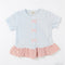 Girls Party Wear Skirt Style Top Light Blue & Pink Textured