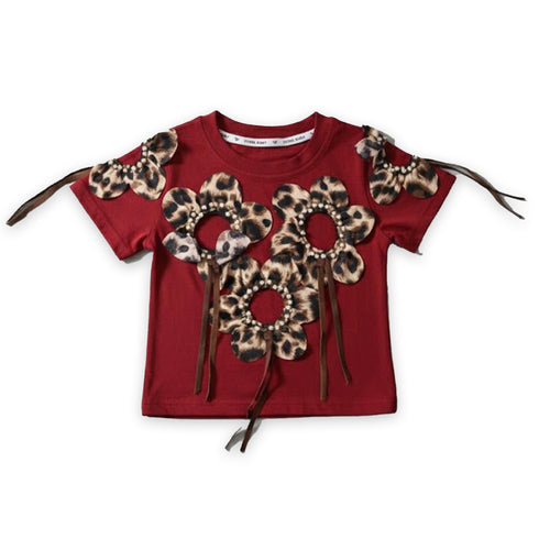 Girls Party Wear Top Maroon Pearls & Stones