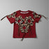 Girls Party Wear Top Maroon Pearls & Stones