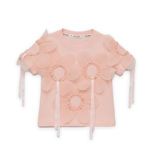 Girls Party Wear Top Pearls & Stones Floral