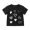 Girls Party Wear T-Shirt Black Stones Heart