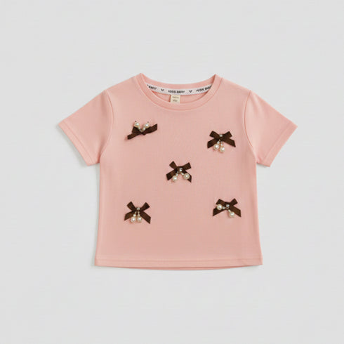 Girls Pearl T-Shirt Top Pink