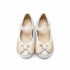 Girls Pumps Shoes Beige Glittered Bowknot