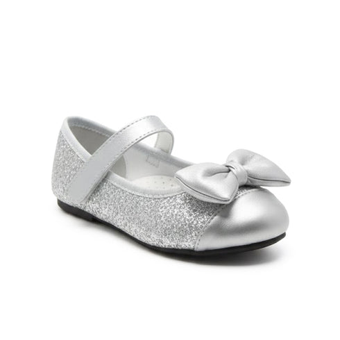 Pumps Shoes Silver Grey Glittered Bowknot