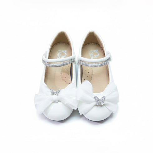 Girls Pumps Shoes Glossy White Mary Jane