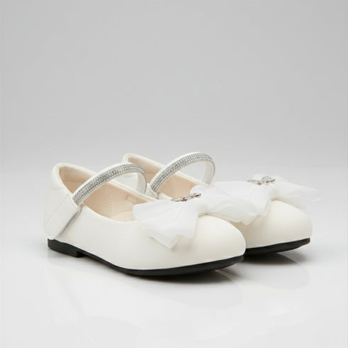 Girls Pumps Shoes Glossy White Mary Jane