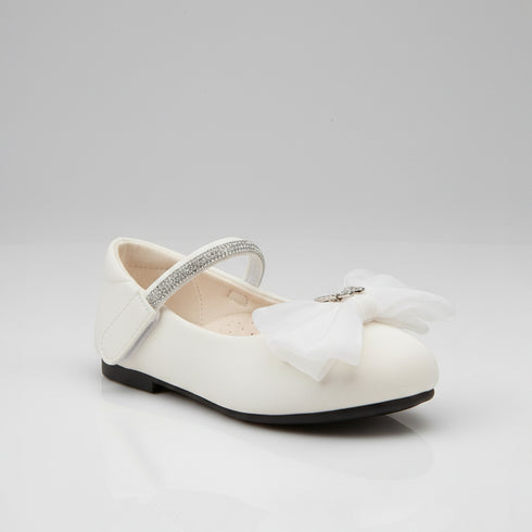 Girls Pumps Shoes Glossy White Mary Jane