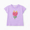 Girls Purple Flower Embroidered T-Shirt