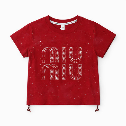 Girls Red Stone Design T-Shirt