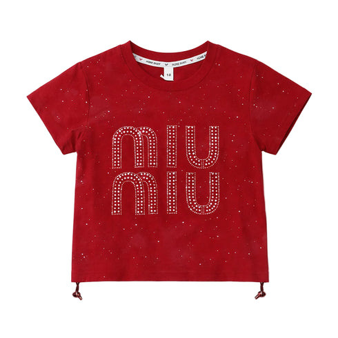 Girls Red Stone Design T-Shirt
