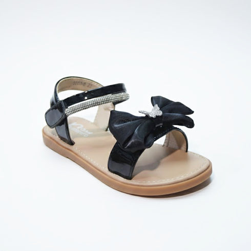 Girls Sandals Glossy Black Whimsical Ankle Strap