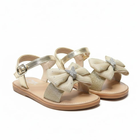 Girls Sandals Metallic Gold Classic Ankle-Strap
