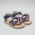 Girls Sandals Navy Pom-Pom T-Strap