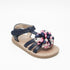 Girls Sandals Navy Pom-Pom T-Strap