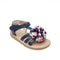 Girls Sandals Navy Pom-Pom T-Strap