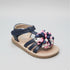Girls Sandals Navy Pom-Pom T-Strap