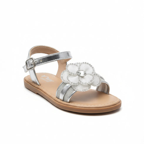 Girls Glitter Sandals Silver Floral
