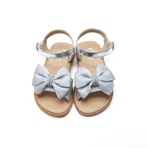 Girls Sandals Silver Grey Classic Ankle-Strap