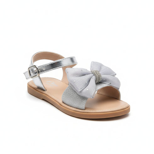 Girls Sandals Silver Grey Classic Ankle-Strap