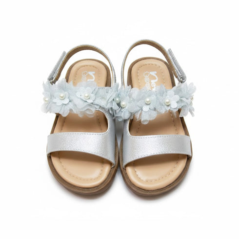 Girls Sandals Sparkling Silver Ankle-Strap