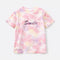 Girls Striped Graphic T-Shirt Pink Happy Smile