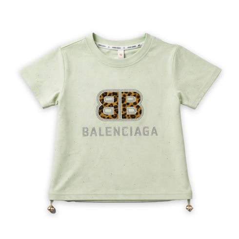 Girls T-Shirt Light Green Stone Design