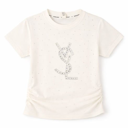 Girls T-Shirt White Stone Design