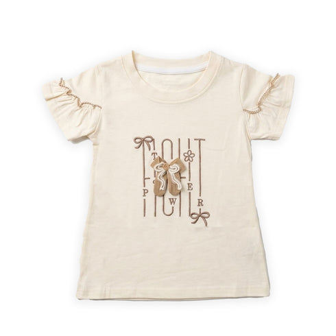 Girls T-Shirt Party Wear Offwhite Embroidered