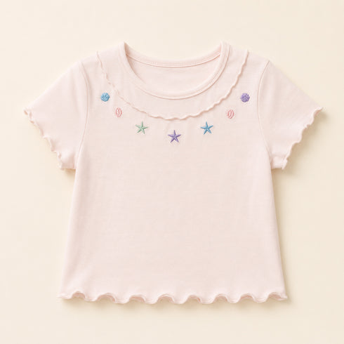 Girls Round Neck T-Shirt Pink