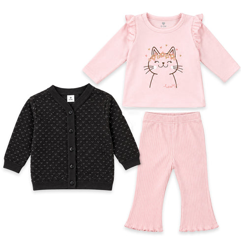 Glittered Cotton Baby Girl Dresses Shirt Trouser Set