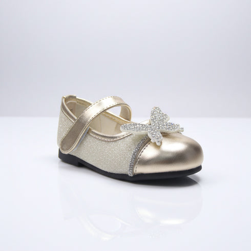 Gold Glitter Butterfly Mary Jane Pump Shoes