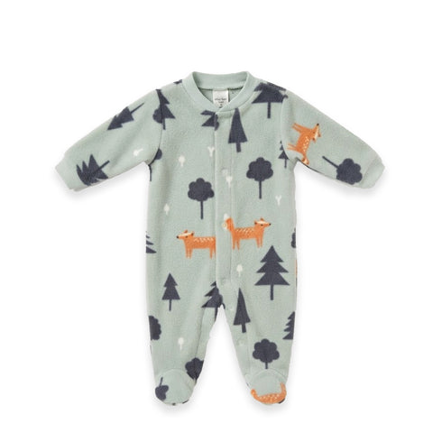 Green Fleece Winter Baby Romper 0-9M