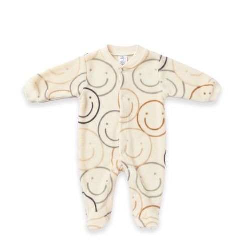 Fleece Happy Faces Baby Romper 0-9M