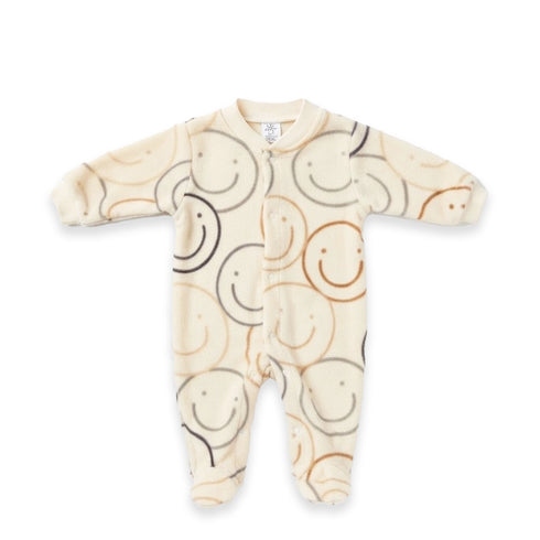 Fleece Happy Faces Baby Romper 0-9M