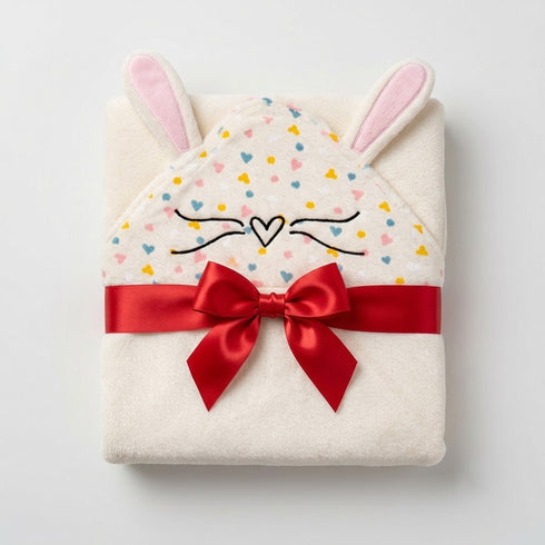 Hooded Baby Character Bath Towel Baby Pink