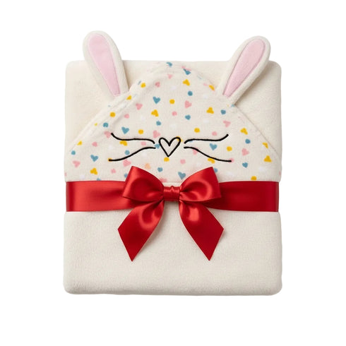 Hooded Baby Character Bath Towel Baby Pink