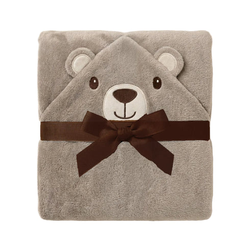 Hooded Baby Character Bath Towel Beige