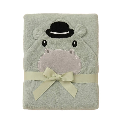 Hooded Baby Bath Towel Green Baby Hippo