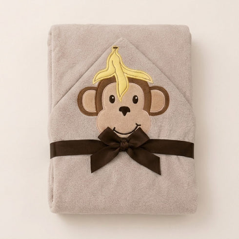 Hooded Baby Bath Towel Grey Baby Monkey