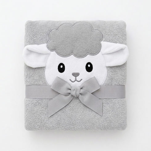Hooded Baby Bath Towel Grey Character