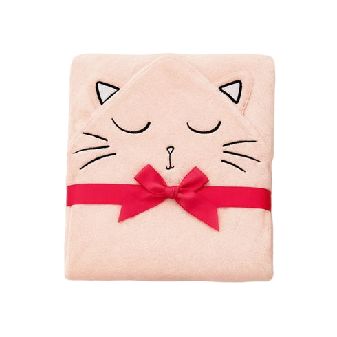 Hooded Baby Bath Towel Pink Kitty