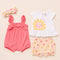 Infant Combo Suit Set Top Shorts Pink White Sequin Textured