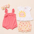 Infant Combo Suit Set Top Shorts Pink White Sequin Textured