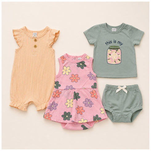 Infant Cotton Set T-Shirt Panty Onesie and Frock Floral